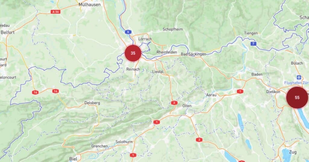 Studentenrabatte-Map für die Schweiz